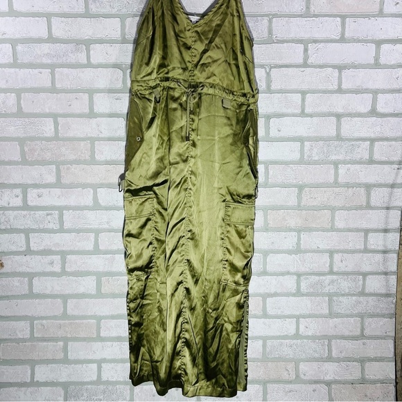 Anthropologie Love the Label Silky Utility Midi Dress in Moss Size S - Picture 5 of 14